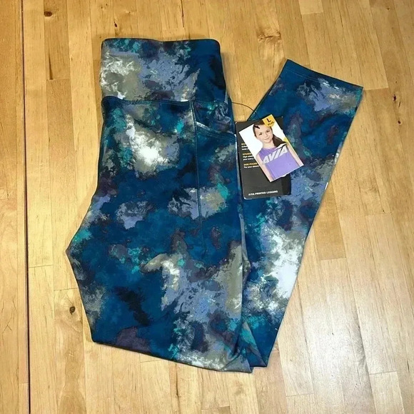 2 for$15 Avia NWT Blue Patterned Leggings Girls size L (10-12) plus - Picture 1 of 10